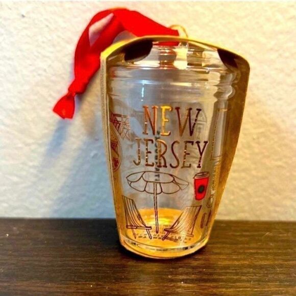 Starbucks 2021 New Jersey Metallic Bronze Holiday Glass Christmas Ornament - Picture 1 of 8